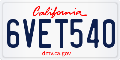CA license plate 6VET540