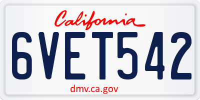 CA license plate 6VET542