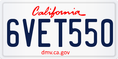 CA license plate 6VET550