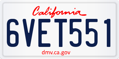 CA license plate 6VET551