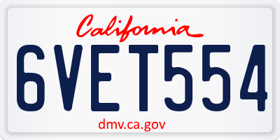 CA license plate 6VET554