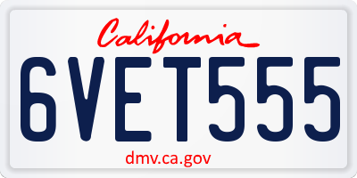 CA license plate 6VET555