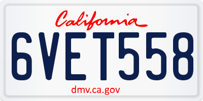 CA license plate 6VET558