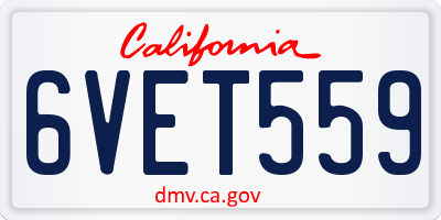 CA license plate 6VET559