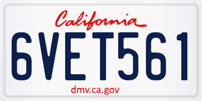 CA license plate 6VET561