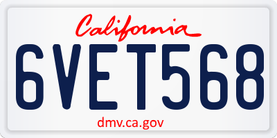 CA license plate 6VET568