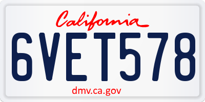 CA license plate 6VET578