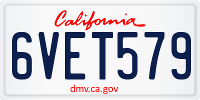 CA license plate 6VET579