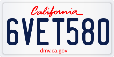 CA license plate 6VET580