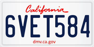 CA license plate 6VET584
