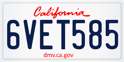 CA license plate 6VET585