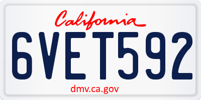 CA license plate 6VET592
