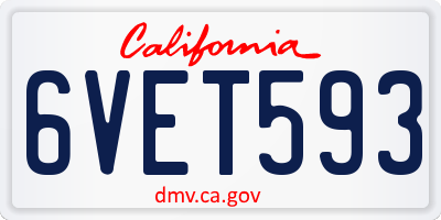CA license plate 6VET593