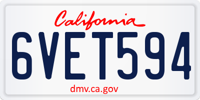 CA license plate 6VET594