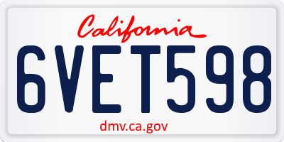 CA license plate 6VET598