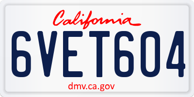 CA license plate 6VET604