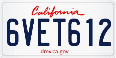 CA license plate 6VET612