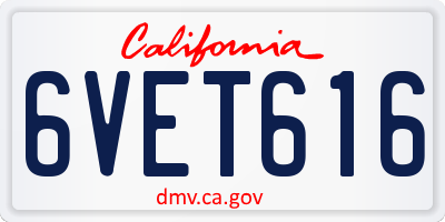 CA license plate 6VET616