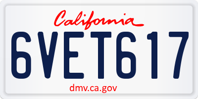 CA license plate 6VET617