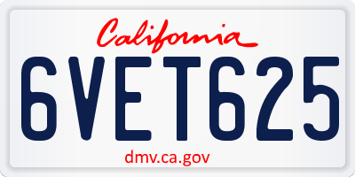 CA license plate 6VET625