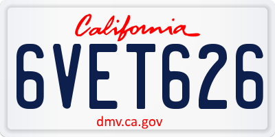 CA license plate 6VET626