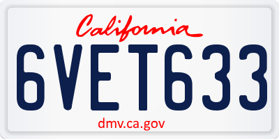 CA license plate 6VET633