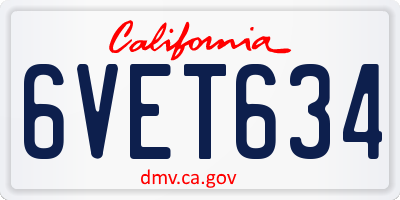 CA license plate 6VET634