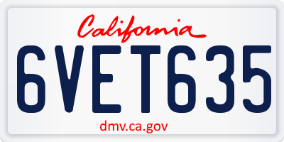 CA license plate 6VET635