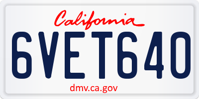 CA license plate 6VET640