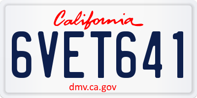 CA license plate 6VET641