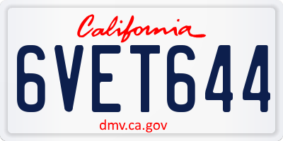 CA license plate 6VET644