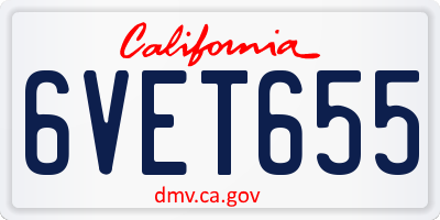 CA license plate 6VET655