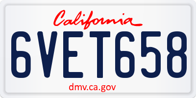 CA license plate 6VET658
