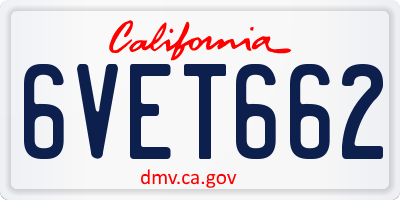 CA license plate 6VET662
