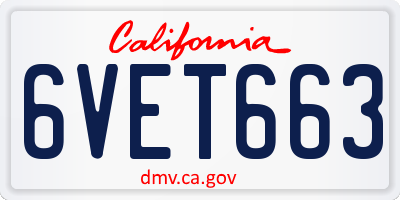 CA license plate 6VET663