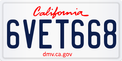 CA license plate 6VET668