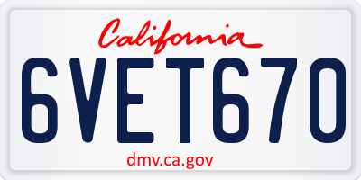 CA license plate 6VET670