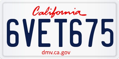 CA license plate 6VET675