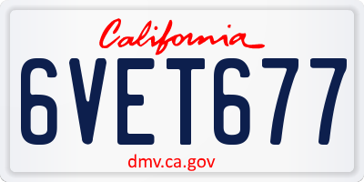 CA license plate 6VET677