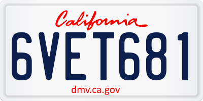 CA license plate 6VET681