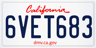 CA license plate 6VET683
