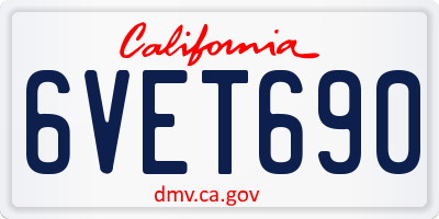 CA license plate 6VET690