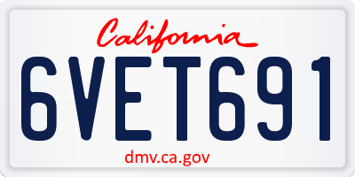 CA license plate 6VET691
