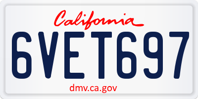 CA license plate 6VET697