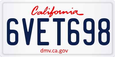 CA license plate 6VET698