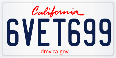 CA license plate 6VET699