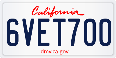 CA license plate 6VET700