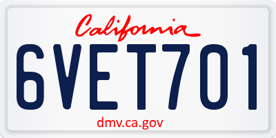 CA license plate 6VET701