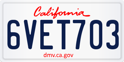 CA license plate 6VET703