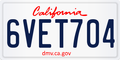 CA license plate 6VET704